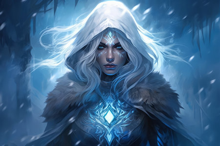 A frost mage, capable of freezing enemies in their tracks and summoning blizzards of icy destruction. - Generative AIの素材