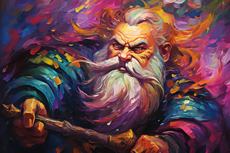 A battle-hardened dwarf warrior, renowned for skill with a warhammer and unyielding determination. - Generative AIの素材
