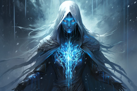 A frost mage, capable of freezing enemies in their tracks and summoning blizzards of icy destruction. - Generative AIの素材