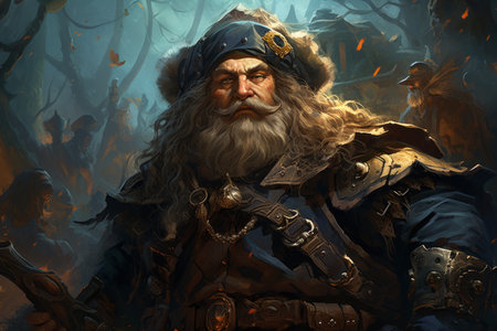 A battle-hardened dwarf warrior, renowned for skill with a warhammer and unyielding determination. - Generative AIの素材