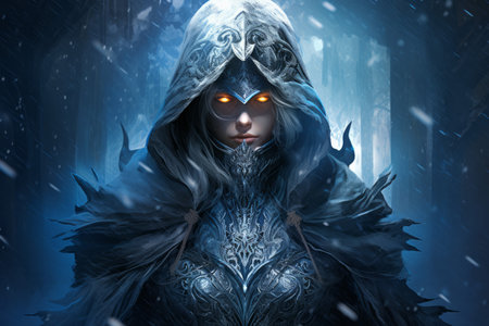 A frost mage, capable of freezing enemies in their tracks and summoning blizzards of icy destruction. - Generative AIの素材