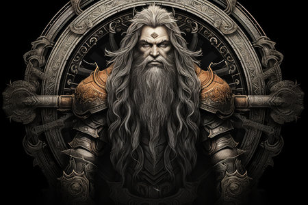 A battle-hardened dwarf warrior, renowned for skill with a warhammer and unyielding determination. - Generative AIの素材