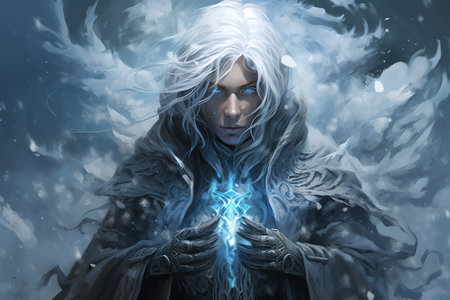 A frost mage, capable of freezing enemies in their tracks and summoning blizzards of icy destruction. - Generative AIの素材