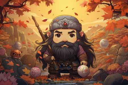 A battle-hardened dwarf warrior, renowned for skill with a warhammer and unyielding determination. - Generative AIの素材