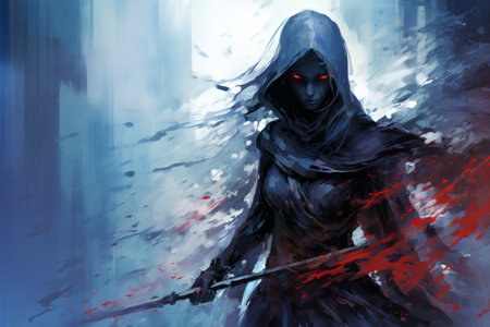 A drow assassin, skilled in the art of dual-wielding deadly daggers - Generative AIの素材