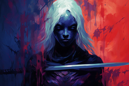 A drow assassin, skilled in the art of dual-wielding deadly daggers - Generative AIの素材