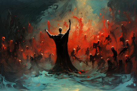 A ruthless and calculating necromancer, raising armies of the undead - Generative AIの素材