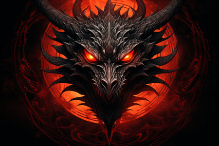 A fearsome half-dragon warrior, with fiery breath - Generative AIの素材