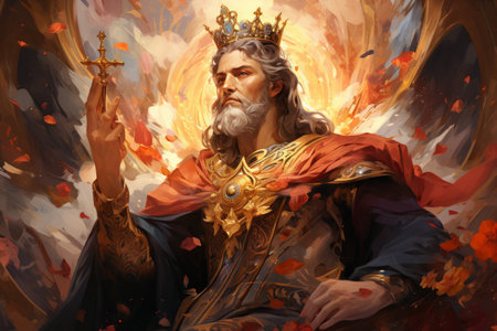 A noble and just ruler, guiding their kingdom with wisdom - Generative AIの素材