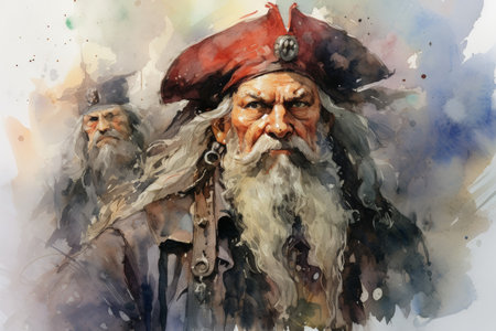 A legendary and feared pirate captain, commanding a crew of cutthroats - Generative AIの素材