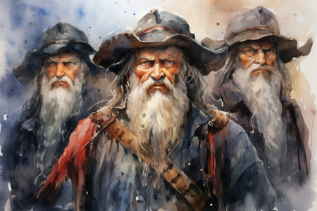 A legendary and feared pirate captain, commanding a crew of cutthroats - Generative AIの素材