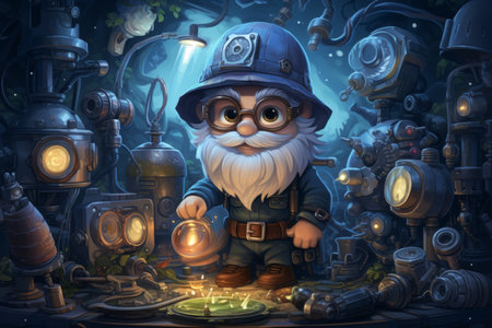 A quick-witted gnome inventor, creating ingenious gadgets - Generative AIの素材