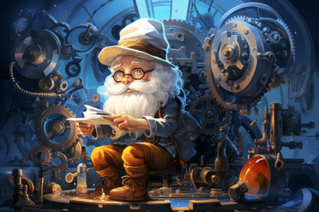 A quick-witted gnome inventor, creating ingenious gadgets - Generative AIの素材