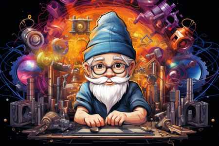 A quick-witted gnome inventor, creating ingenious gadgets - Generative AIの素材