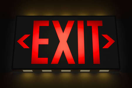 Emergency Exit Sign in the Darkの写真素材