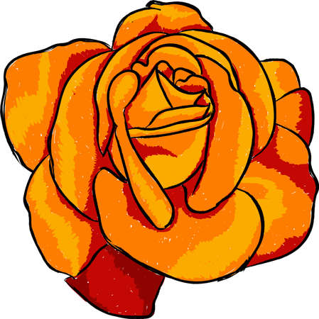 Orange rose with loveのイラスト素材