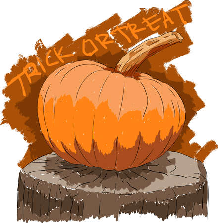 A pumpkin above the woodのイラスト素材