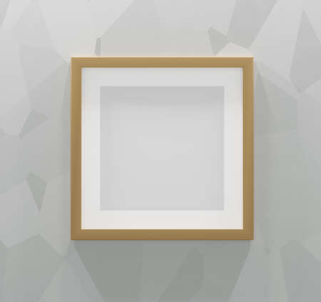 Square gold frame on an abstract gray background. 3d renderの写真素材