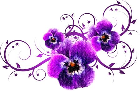 Illustration of mosaic purple violet with floral ornamentsの写真素材
