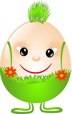 Illustration of easter eggs in grass pantaloonsの写真素材
