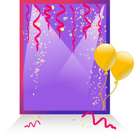 Purple pink celebration card with balloonsの写真素材