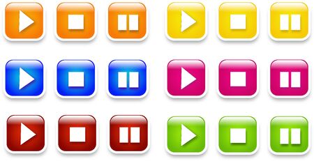 Set of different colored play buttonsの写真素材