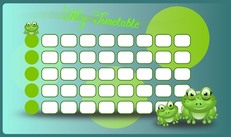Modern school timetable with frogs