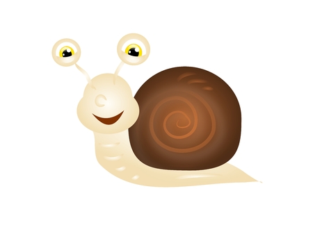 Illustration of cute cartoon snailの写真素材