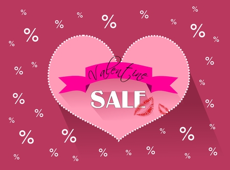 Sale background with big pink heart illustrationの写真素材