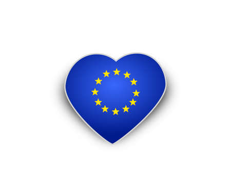 Flag of European Union in shape of heartの写真素材