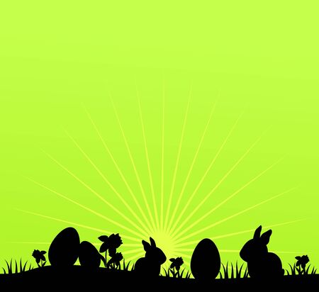 Green background with black eater line illustrationの写真素材