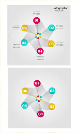 Infographic template for six steps on light gray backgroundの写真素材