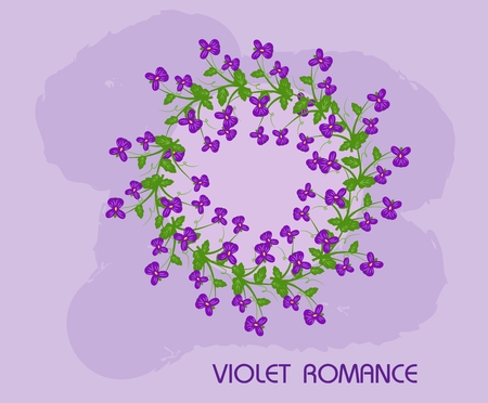 Purple background with violets illustration with textのイラスト素材