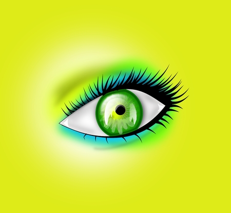 Bright eye illustration abstract on light green backgroundの写真素材