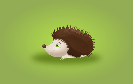 Illustration of hedgehog on light green backgroundの写真素材