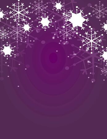 Winter background in purple color decorated with white snowflakesの写真素材