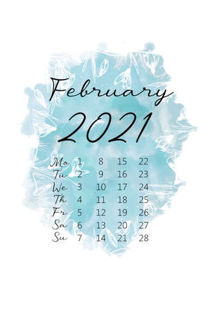 Month calendar for february with watercolor backgroundの写真素材