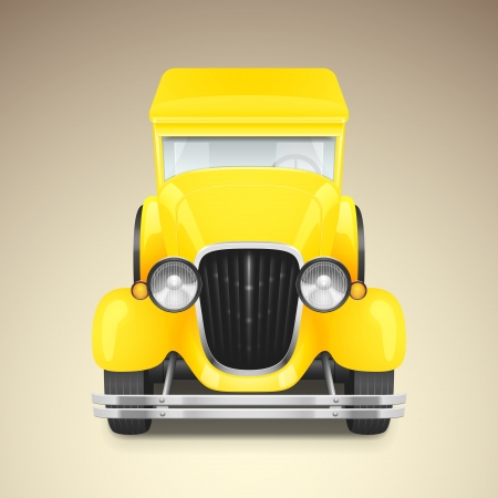 Vector yellow retro car iconのイラスト素材