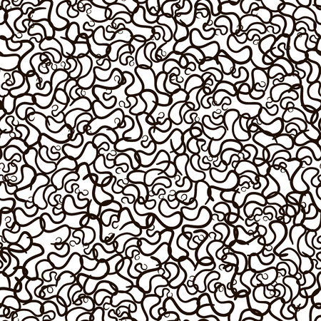 Seamless hand-drawn waves texture pattern, elements that curl, abstract black and white vector backgroundのイラスト素材