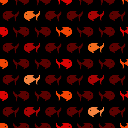 Seamless abstract pattern, wits red and orage fish, vector geometric backgroundのイラスト素材