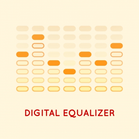 Flat style equalizer, orange color on yellow backgroundのイラスト素材