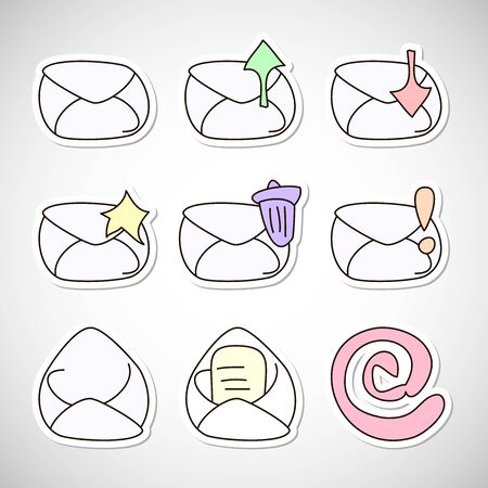 Envelope, inbox, outbox, deleted, favorites, read, e-mail vector iconsのイラスト素材