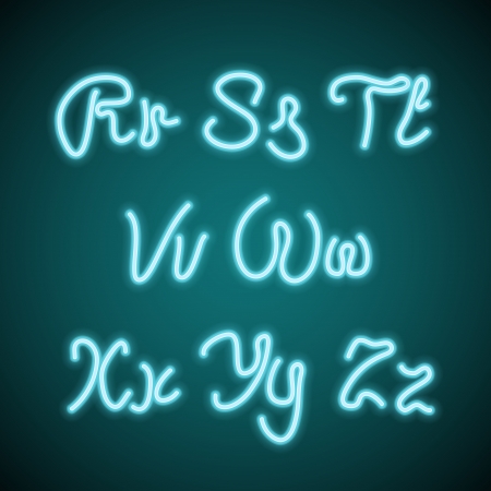 Realistic transparent letters of neon tubes, vector illustrationのイラスト素材