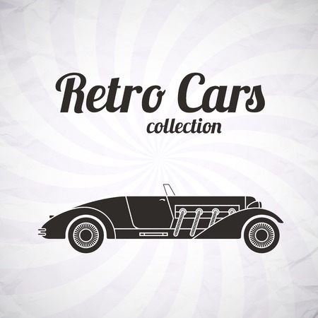 Retro cabriolet sport car, vintage collection, classic garage sign, vector illustration background, can be used for design, infographicsのイラスト素材