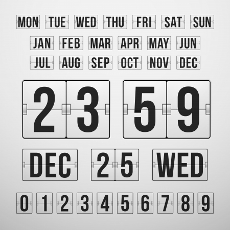 Vector Countdown Timer and Date, Calendar Scoreboard Numbersのイラスト素材