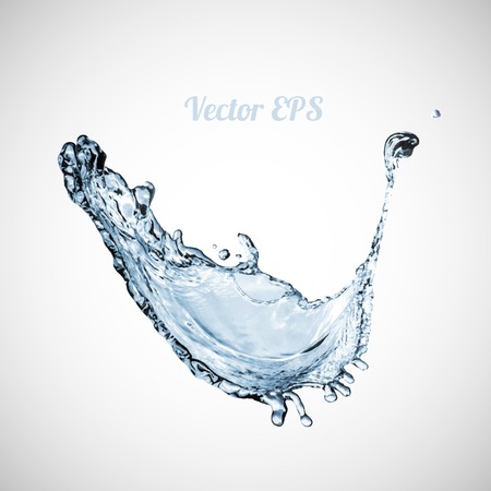 Blue water splash isolated on white background, vector illustrationのイラスト素材