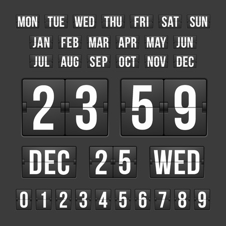 Vector Countdown Timer and Date, Calendar Scoreboard Numbersのイラスト素材