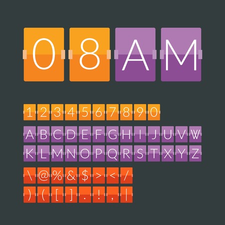 Flat countdown timer, white color mechanical scoreboard with different numbersのイラスト素材