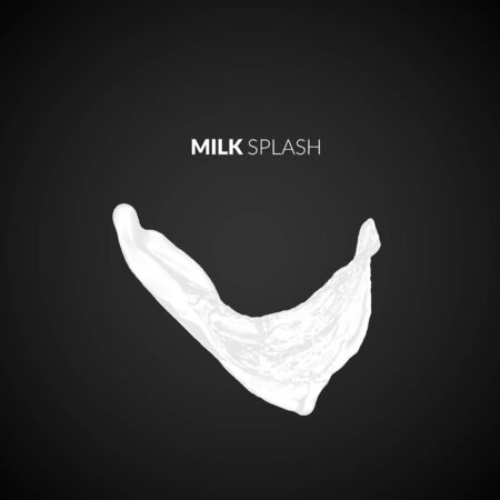 Vector milk splash, isolated on black backgroundのイラスト素材