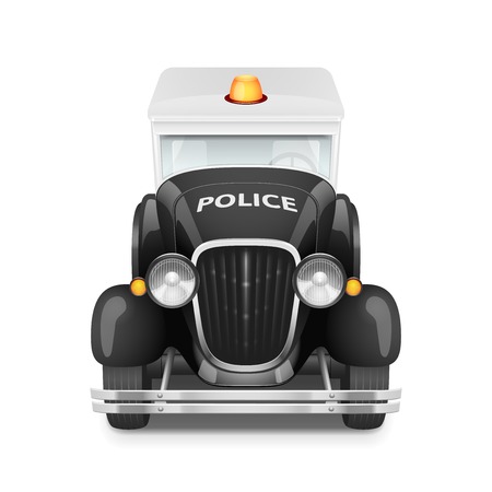 Police With Flashing Lights Retro Car Icon, Vector Illustrationのイラスト素材